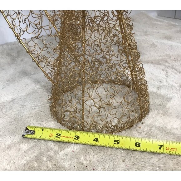 Gold Wire Angel Ornament Holding "Mirror" Halo & Wings 12 " Tall - Picture 8 of 9